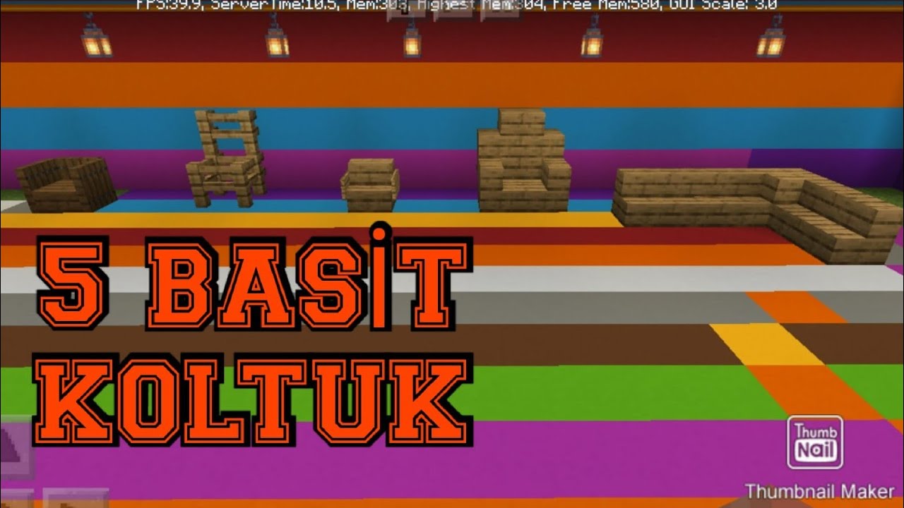 5 Basit koltuk yapımı/minecraft YouTube