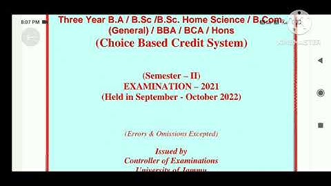 Jammu University UG 2nd sem.result.