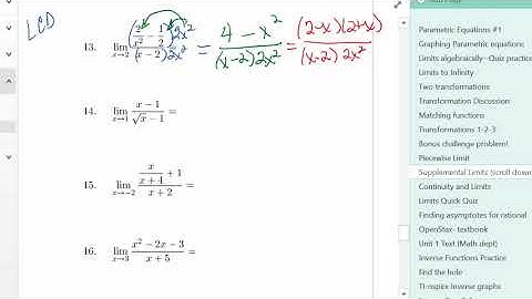 Algebraic limits complex fractions
