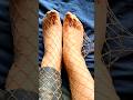 Feet in Beige Fishnet Tights ✨️ Calm Moment