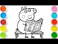 Peppa pig with star draw together,easy drawing, painting and Coloring drawing for kids and toddlers
