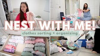 NESTING VLOG 👶🏼🍼✨💕 | sorting so much baby clothes, swaddles, seeing what i have! | THIRD TRIMESTER