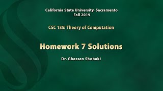 Theory of Computation: Homework 7 Solutions