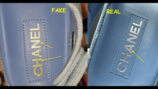 Real vs fake CHANEL sandals. How to spot counterfeit Chanel Dad footwear slides