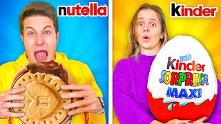 MANGIAMO SOLO CIBO KINDER vs NUTELLA PER 24 ORE CHALLENGE!!