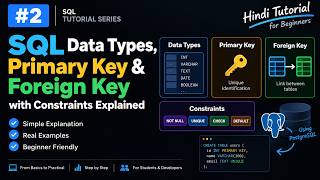 SQL Data Types, Primary Key & Foreign Key Explained | SQL Tutorial in Hindi for Beginners