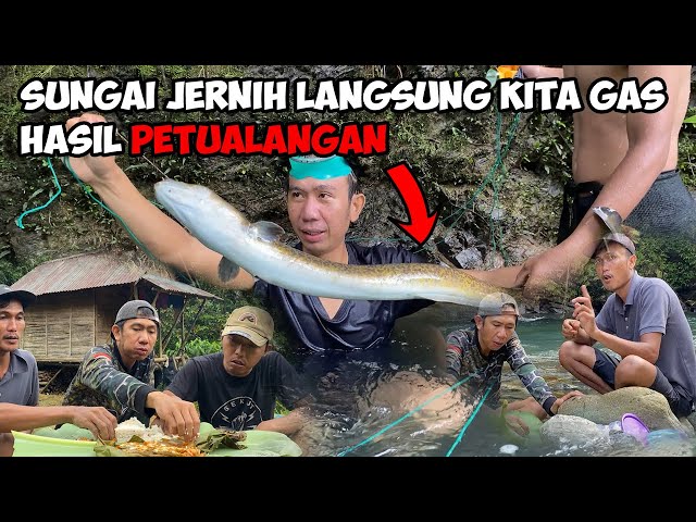 Menembak Ikan Sidat Makan Di Pinggir Sungai Memang Mantap Jang Fishing Catch And Cook class=