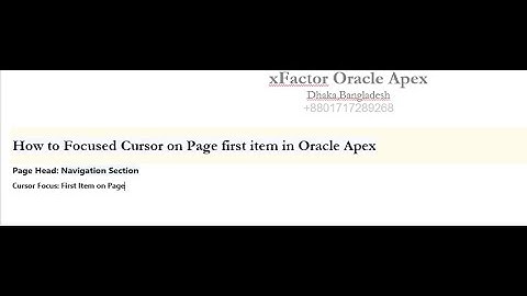 How to Focused Cursor on Page first item in Oracle Apex
