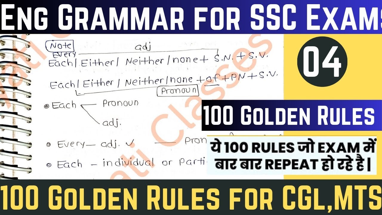 Part 04 | 100 Golden Rules | 100 Rules in English Grammar | SSC CGL