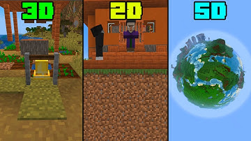minecraft overworld in 5D vs 3D vs 2D