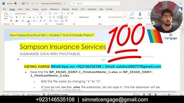 New Perspectives Excel 365 | Module 7: End of Module Project 1 #SampsonInsuranceService