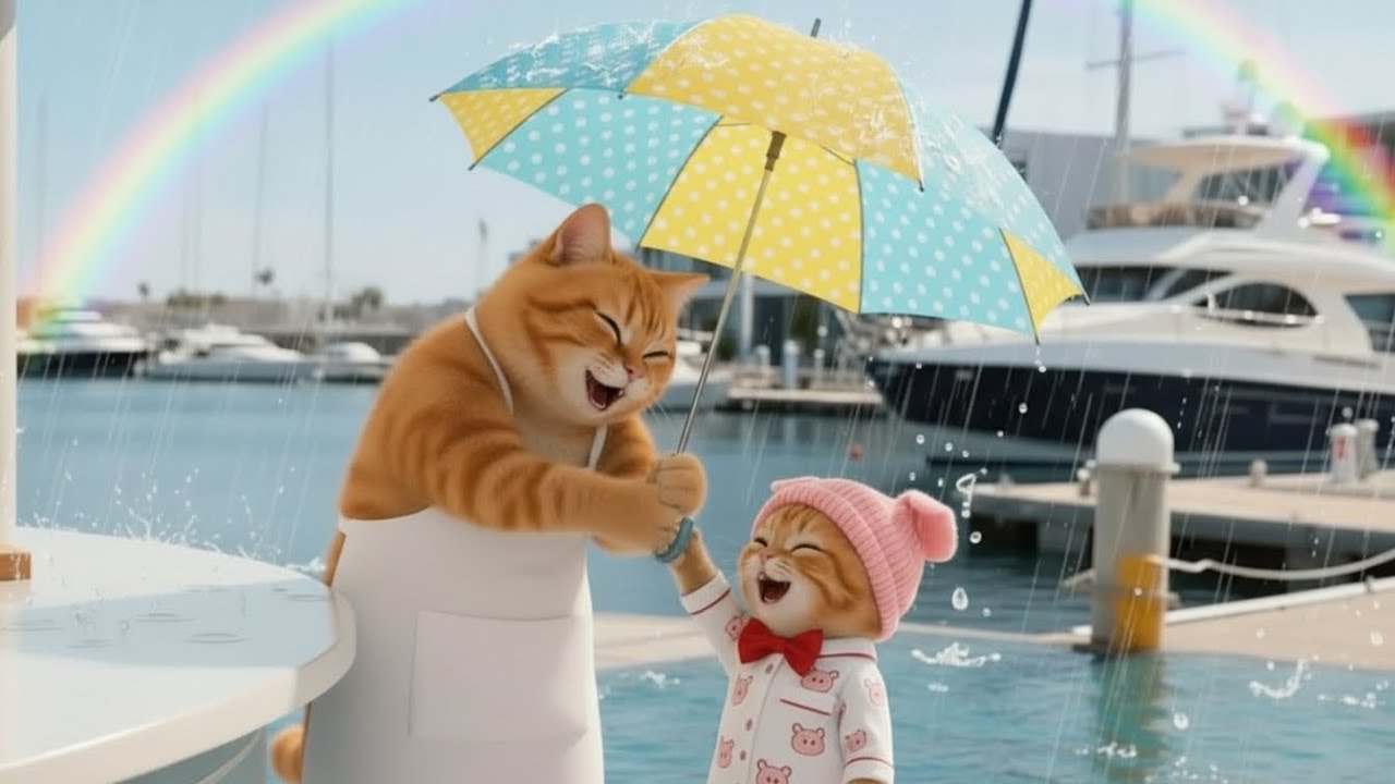 Mama Cat and Kitten’s Magical Yacht Adventure at Sea