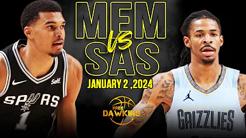 Memphis Grizzlies vs San Antonio Spurs Full Game Highlights | January 2, 2024 | FreeDawkins