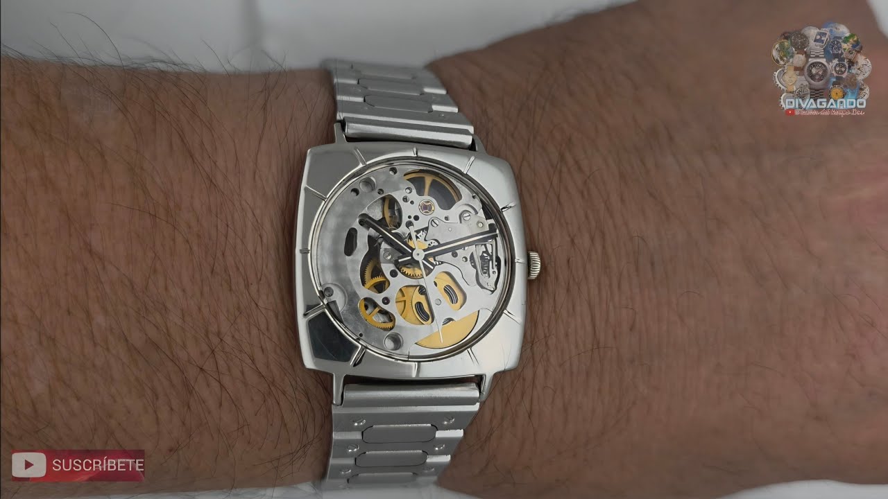 Vulcain Skeleton Watch, 1970s. MSR/T44 caliber, 17 jewels. Steel