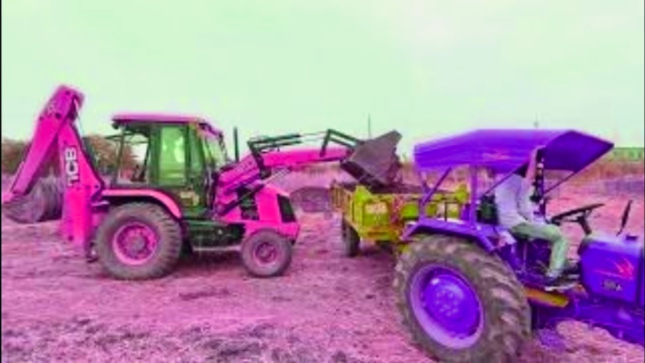 JCB 3dx Backhoe Machine Making Pond With John Deere 4130 Newholland