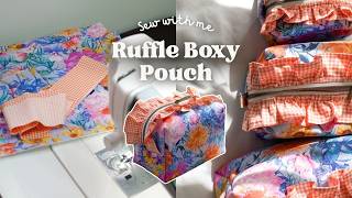 Sew a Ruffle Boxy makeup pouch with me! Detailed Beginner friendly Sewing tutorial