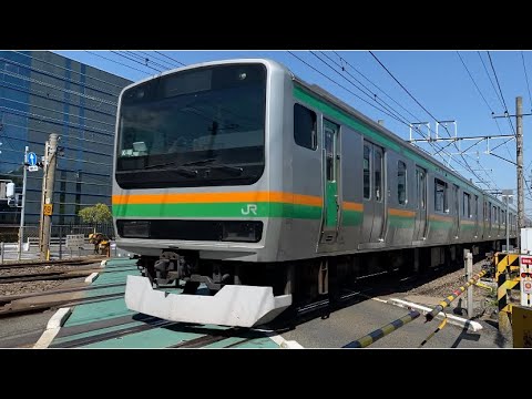 【大迫力のE231系フル編成の120km/h爆音通過！】東海道線 上村踏切 E231系1000番台 高速通過