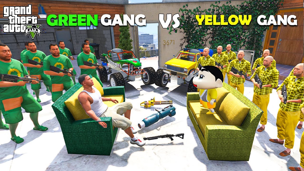 Shinchan Yellow Gang VS Franklin's Green Gang in GTA 5!