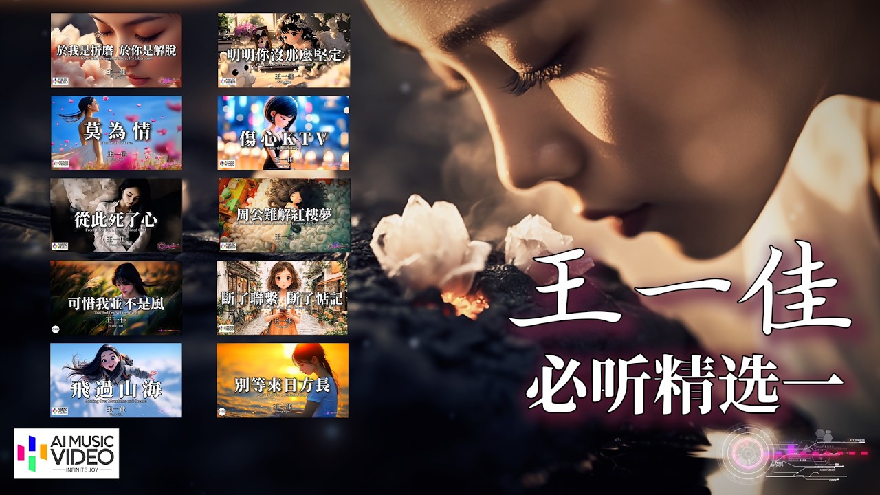 【高清MV】王一佳 - 必聽精選集（一）【Pinyin + Eng Sub | AI音樂視頻 | 繁體拼音英文動態字幕】Wang Yi Jia ...