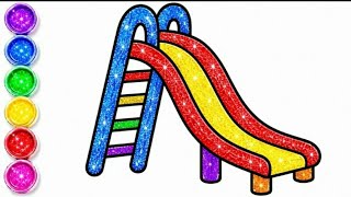 ✨ Slide Coloring for Kids || Learn Colour with Cute Slide Drawing || Easy Drawing For Children 