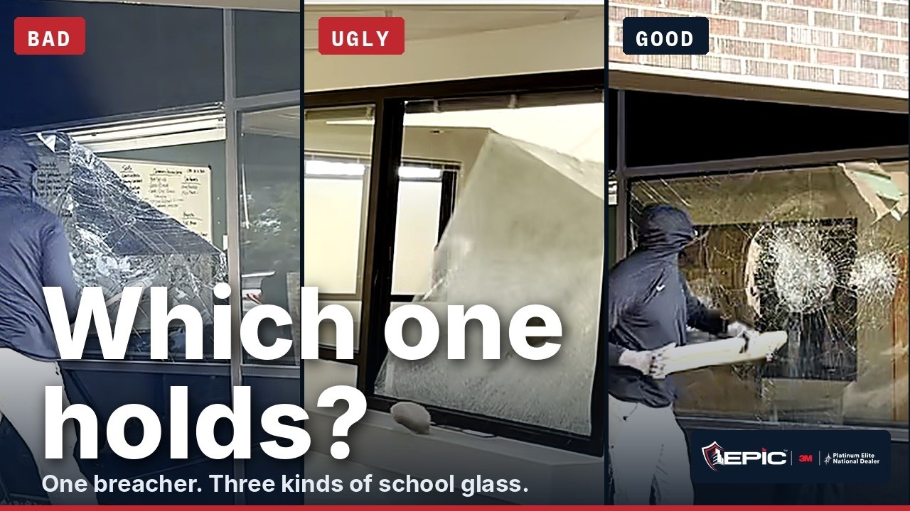 Live breach test video: one trained breacher, three kinds of school glass