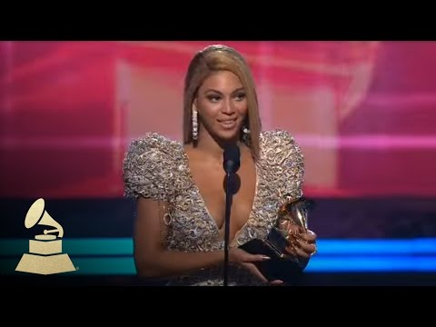 Beyonce accepting the GRAMMY for Best Female Pop Vocal Performance at the 52nd GRAMMY Awards
