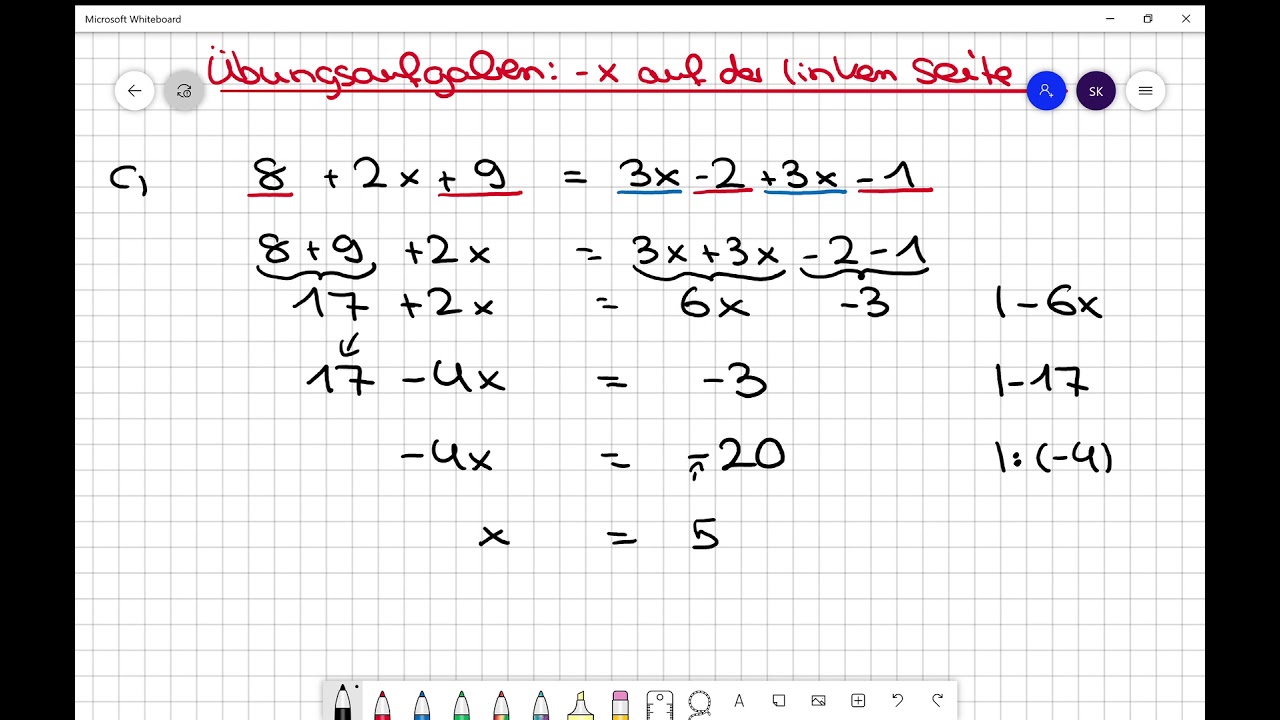Gleichungen Mit X Auf Beiden Seiten Gleichungen mit - x auf der linken Seite - 11.2 - YouTube