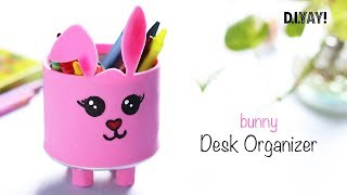 DIY Desk Organizer Cardboard | Bunny Desk Decor | Back to School