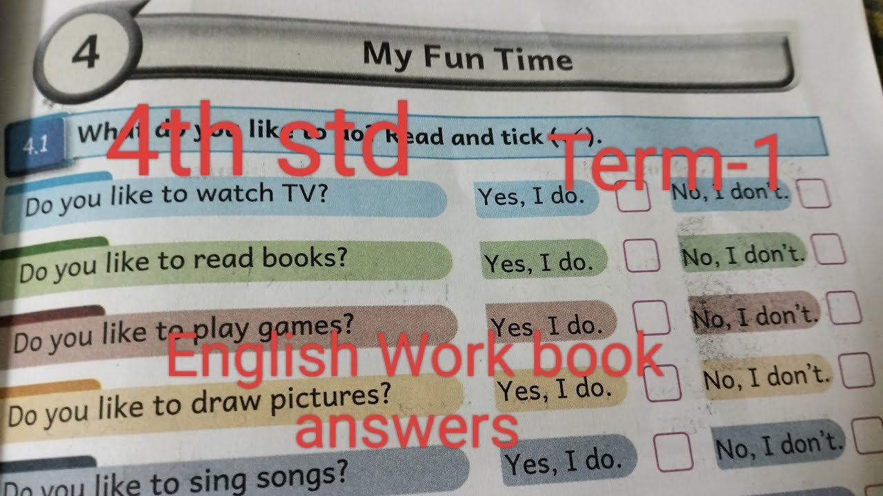 4.My Fun Time (4th std English Work book answers) - YouTube