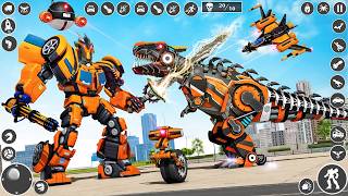 New Dinosaur Robot Car Transform Games 3D Flying in City | Android Gameplay screenshot 3