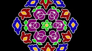 21*11dots awesome and colorful rangoli design | 2020 Sankranthi chukkala muggulu | Easy kolam design