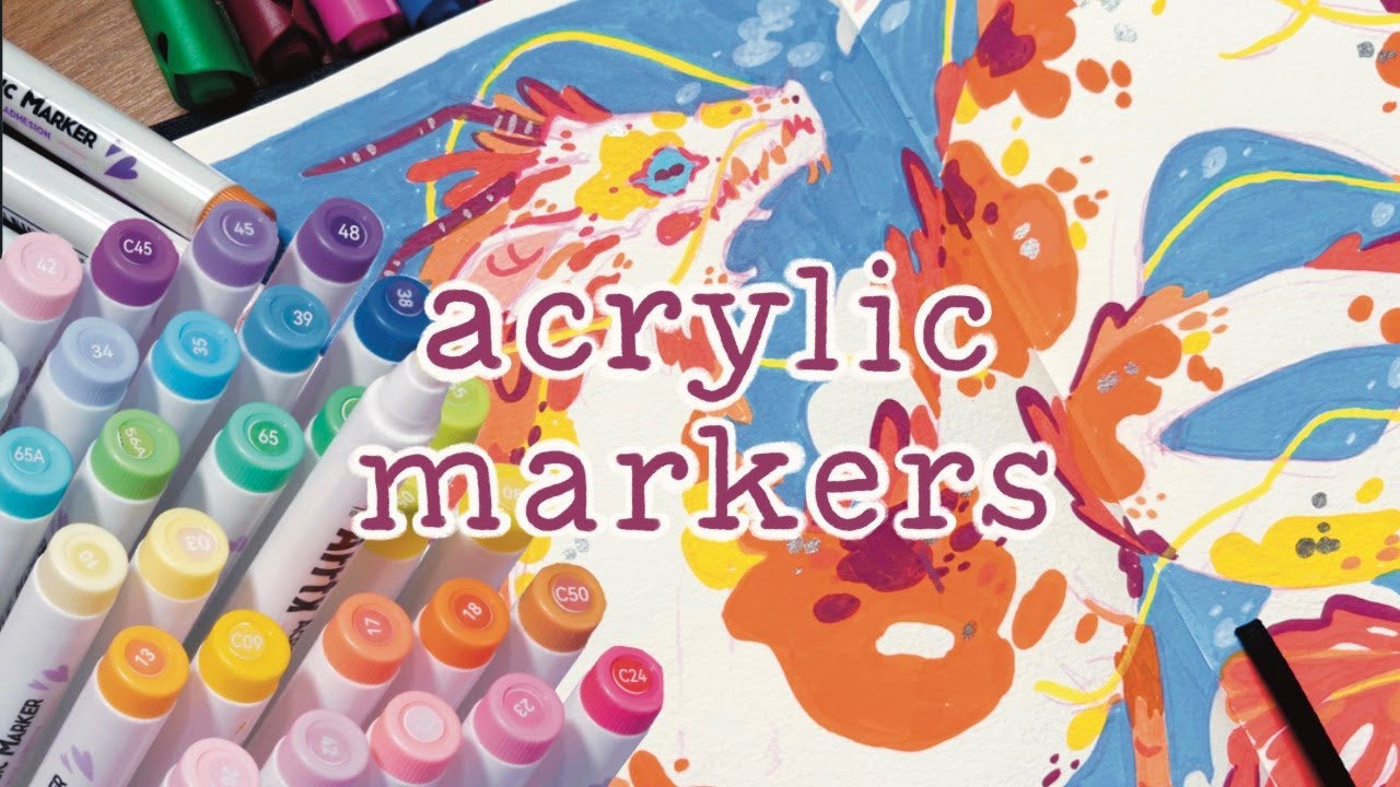 Filling a sketchbook spread 🐉  with Arrtx acrylic paint markers!