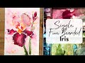 Easy loose watercolour iris painting with splatters and background