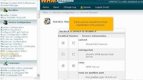 How to set which services are enabled and monitored by WHM - WHM Service Tutorials