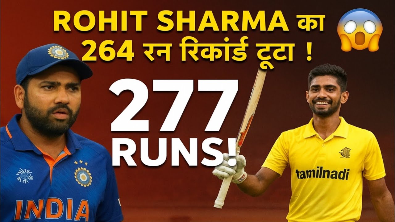 🔥 Rohit Sharma का 264 रन वाला रिकॉर्ड टूटा! | Narayan Jagadeesan की 277 रन की ऐतिहासिक पारी 🏏