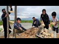 The adventure of the ali family in building a reliable ladder and cementing the roof of the house