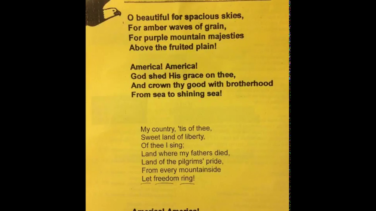 America The Beautiful Lyrics Printable