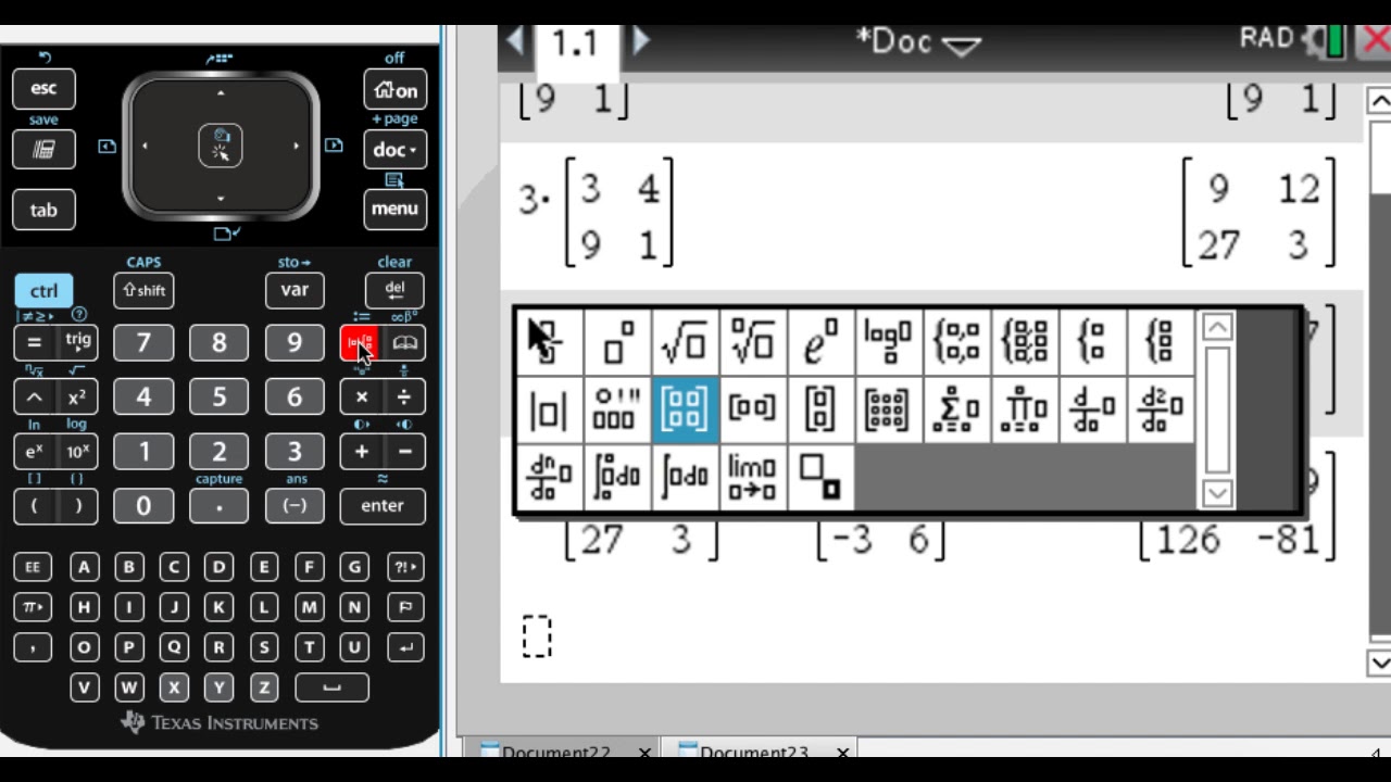 Matrices on the TI-Nspire: How to Add, Subtract and Multiply - YouTube