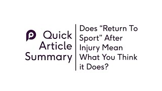 What Does &quot;Return to Sport&quot; After Injury Really Mean? #Shorts