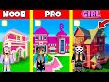 Minecraft Battle: PINK BARBIE BUILD CHALLENGE - NOOB vs PRO vs GIRL / Animation