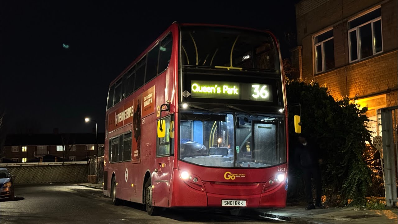 Full Route Visual. Route 36: New Cross Gate - Queen’s Park | Enviro400 E203 SN61 BKK