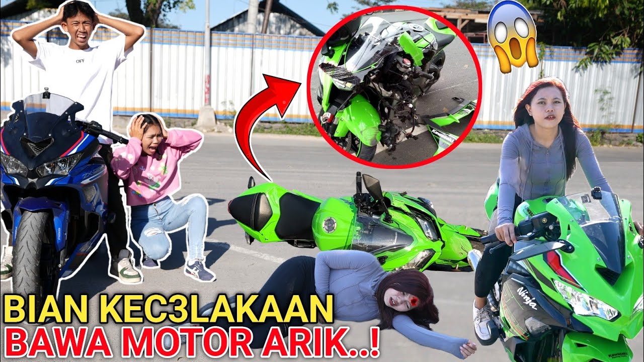 BIAN KECELAK4AN😱NEKAT NAIK MOTOR SPORT NYA ARIK, ARIK MARAH BESAR!? | Mikael TubeHD