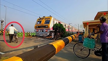 Furious Speed ICF Medha EMU Local Train Dangerously Skipping Out Over The Busy Railgate