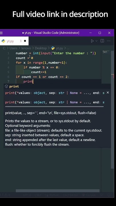 Check number is prime or not using python program - YouTube