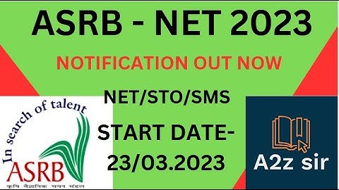 ASRB NET 2023 || SMS & STO VACANCY || ASRB NOTIFICATION 2023 || DETAILS VIDEO