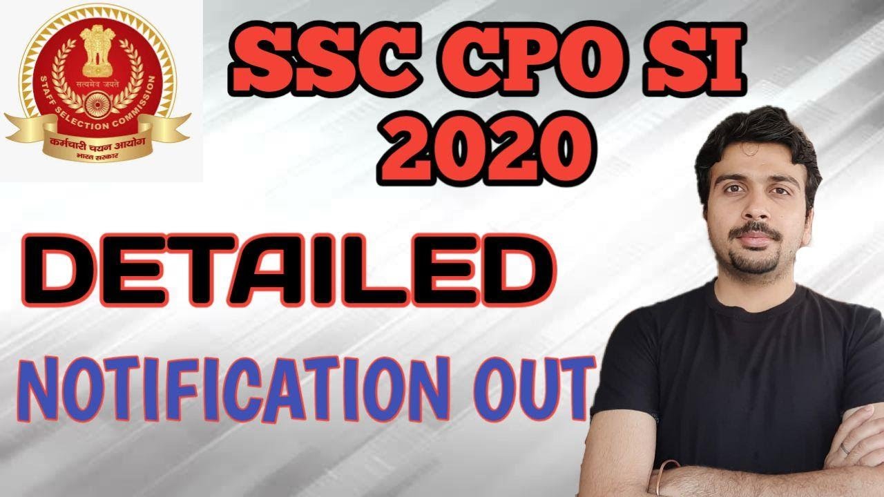SSC CPO 2020 Notification CPO SI Notification Out Eligibility Exam
