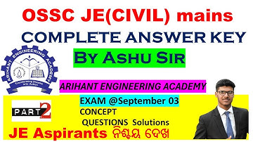 OSSC JE CIVIL Answer Key 2 Exam on Sept 03..#ashusir #Arihant#osscje #answerkey #civilengineering