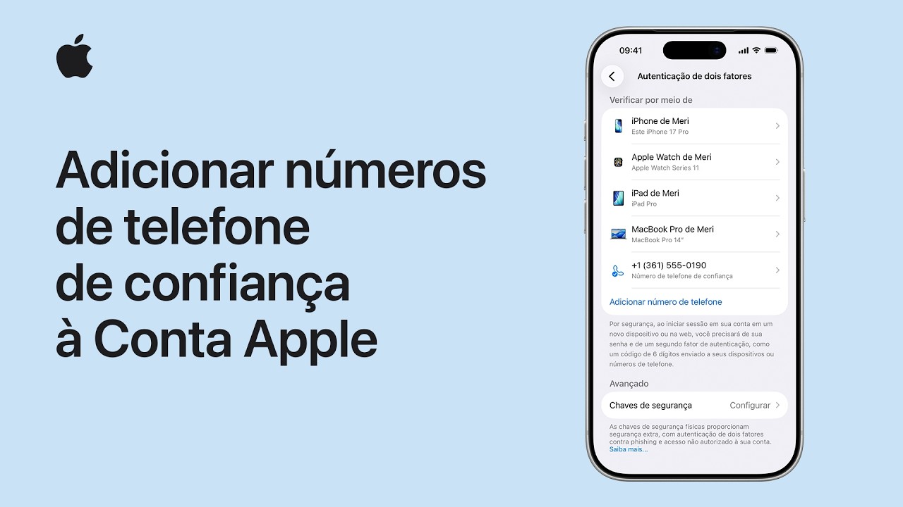 Como adicionar números de telefone de confiança à Conta Apple | Suporte da Apple