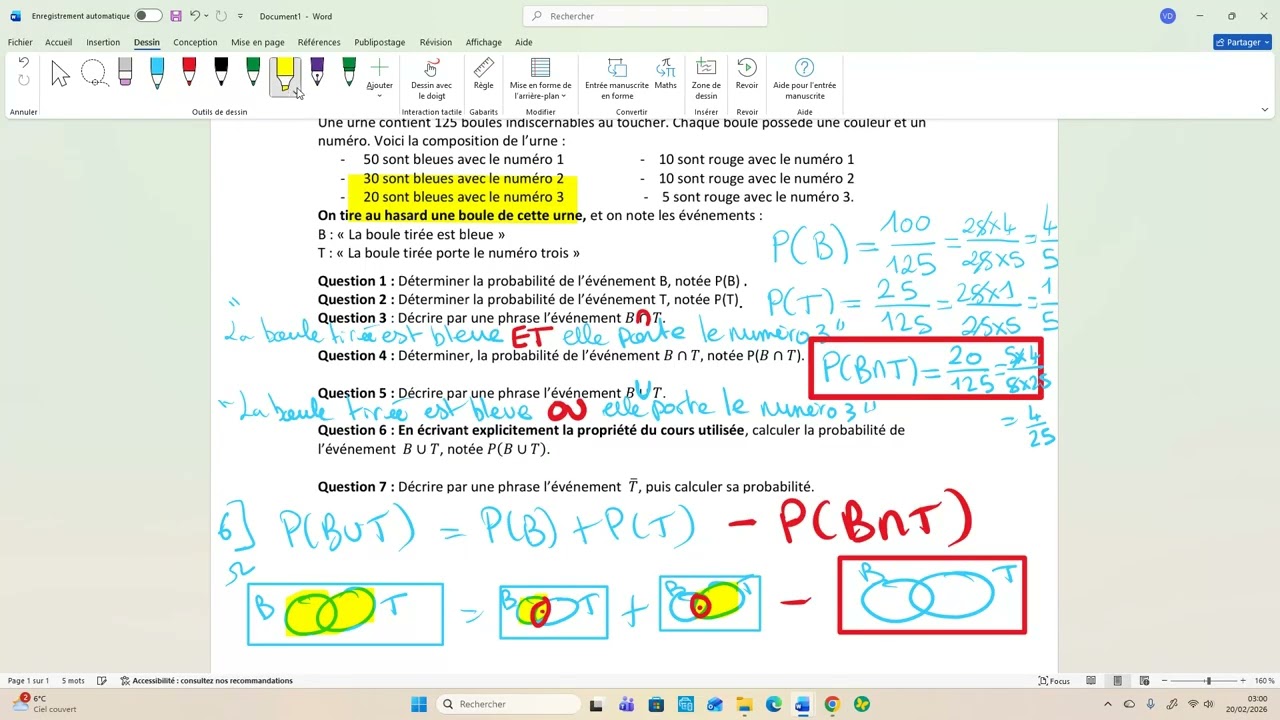 Exercice probabilités - Devoir commun seconde