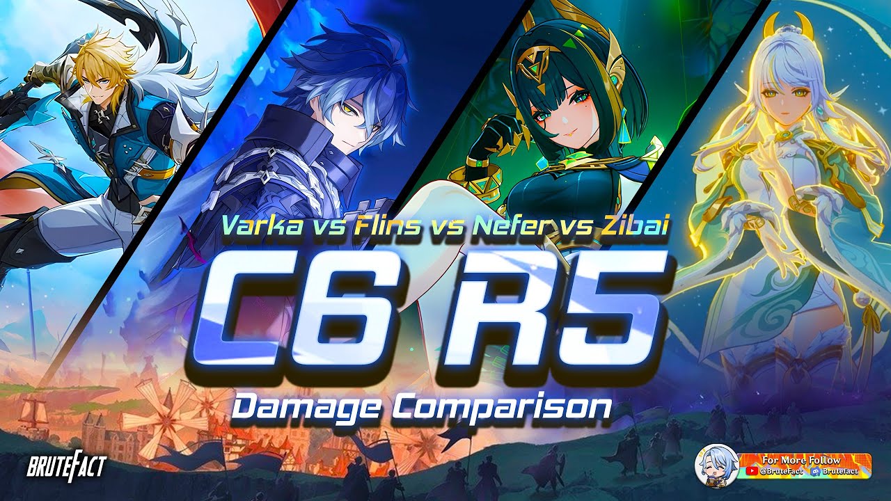 C6R5 VARKA vs FLINS vs NEFER vs ZIBAI Damage Comparison in Stygian & Local Legends | Genshin Impact